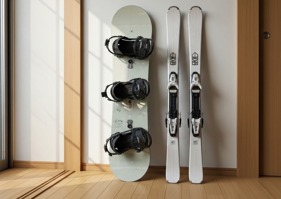 回収するスノーボード・スキー板のイメージ画像